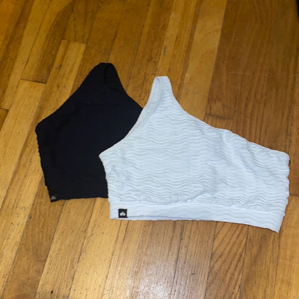 One Shoulder Sports Bra Black